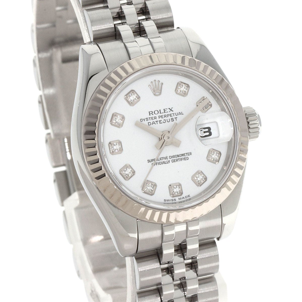 ROLEX ロレックス 179174G デイトジャスト 10P ダイヤモンド 腕時計 SS レディース 中古