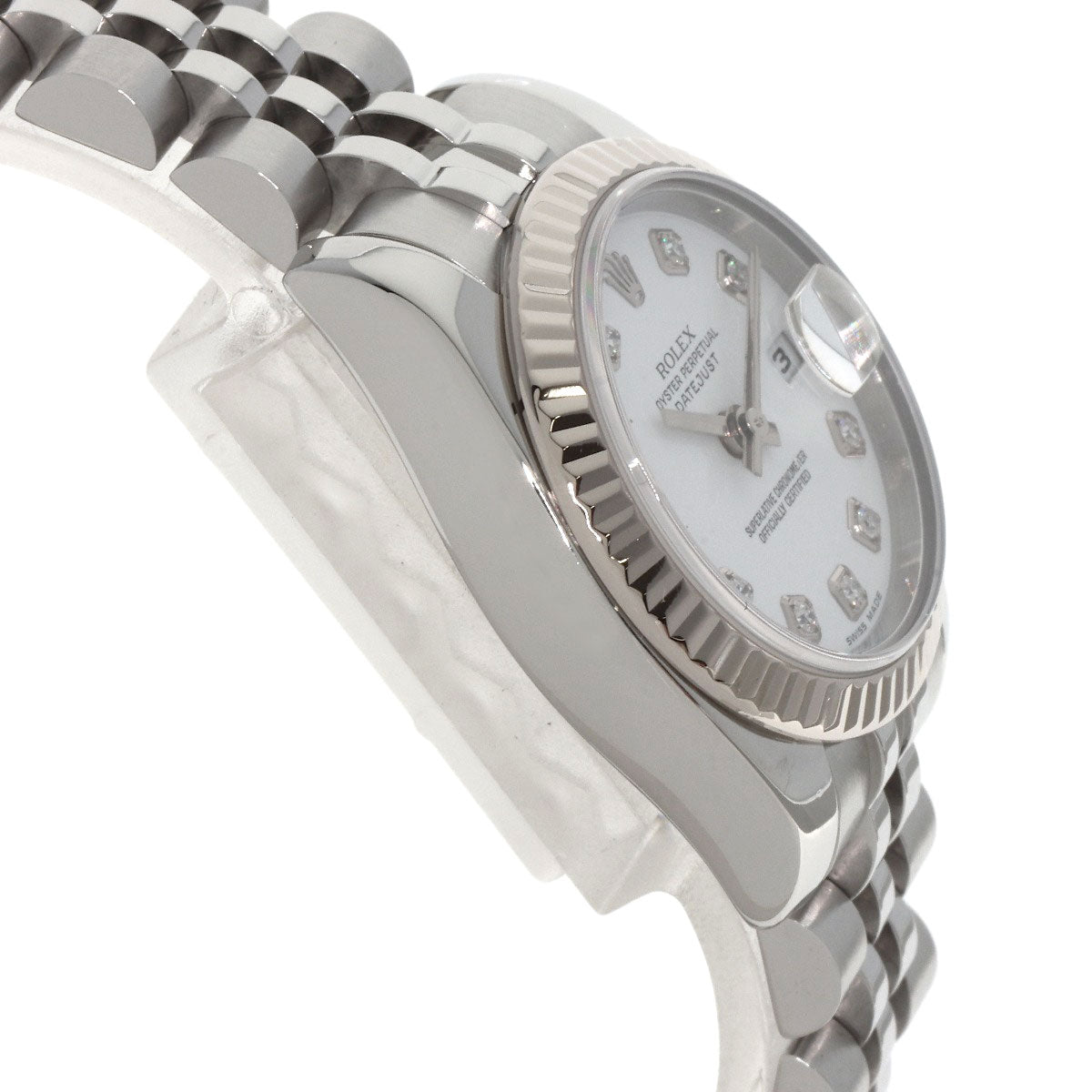 ROLEX ロレックス 179174G デイトジャスト 10P ダイヤモンド 腕時計 SS レディース 中古