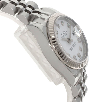 ROLEX ロレックス 179174G デイトジャスト 10P ダイヤモンド 腕時計 SS レディース 中古