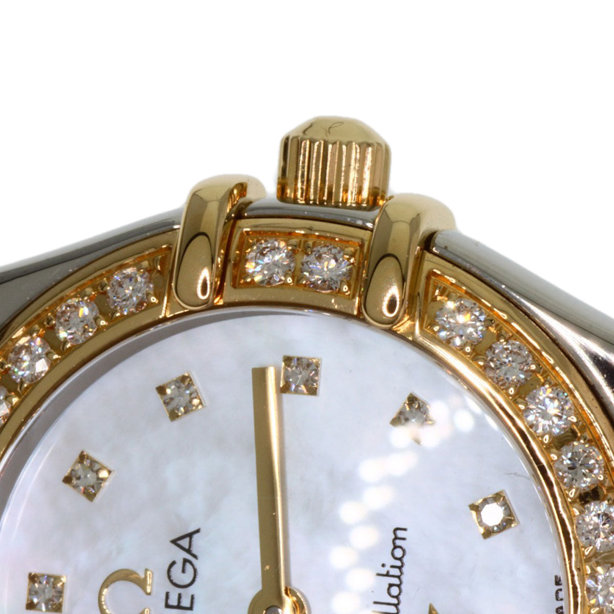 OMEGA オメガ 1376.75 コンステレーション ミニ ベゼル ダイヤモンド 腕時計 SS レディース 中古