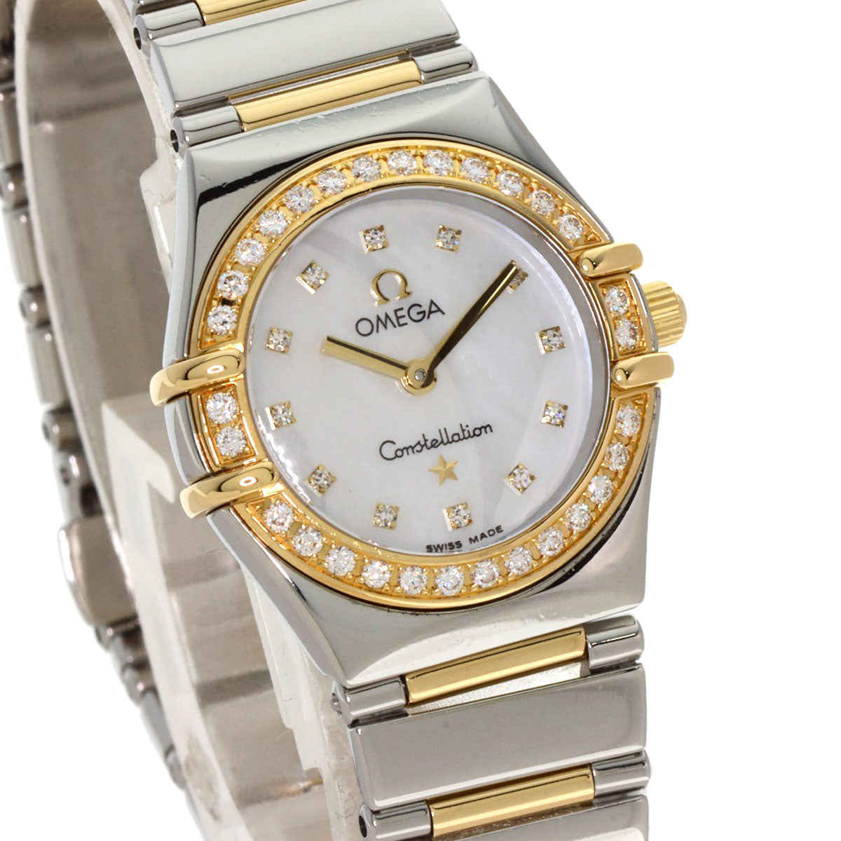 OMEGA オメガ 1376.75 コンステレーション ミニ ベゼル ダイヤモンド 腕時計 SS レディース 中古