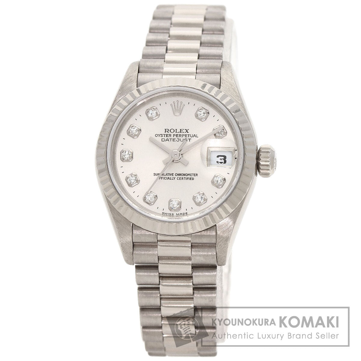 ROLEX ロレックス 79179G デイトジャスト 10P ダイヤモンド 腕時計 K18WG レディース 中古