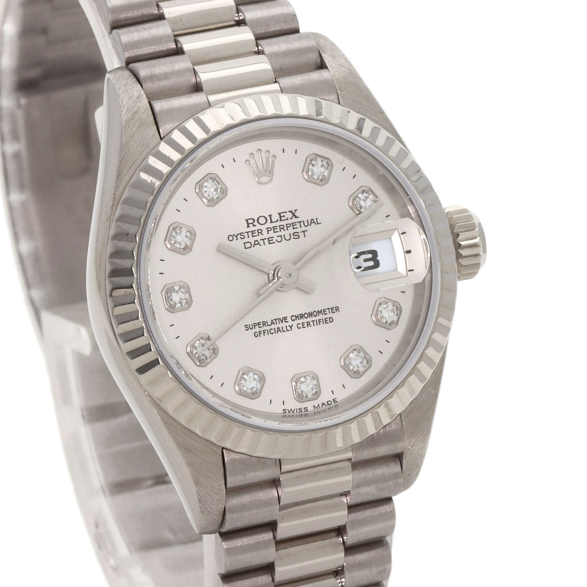 ROLEX ロレックス 79179G デイトジャスト 10P ダイヤモンド 腕時計 K18WG レディース 中古