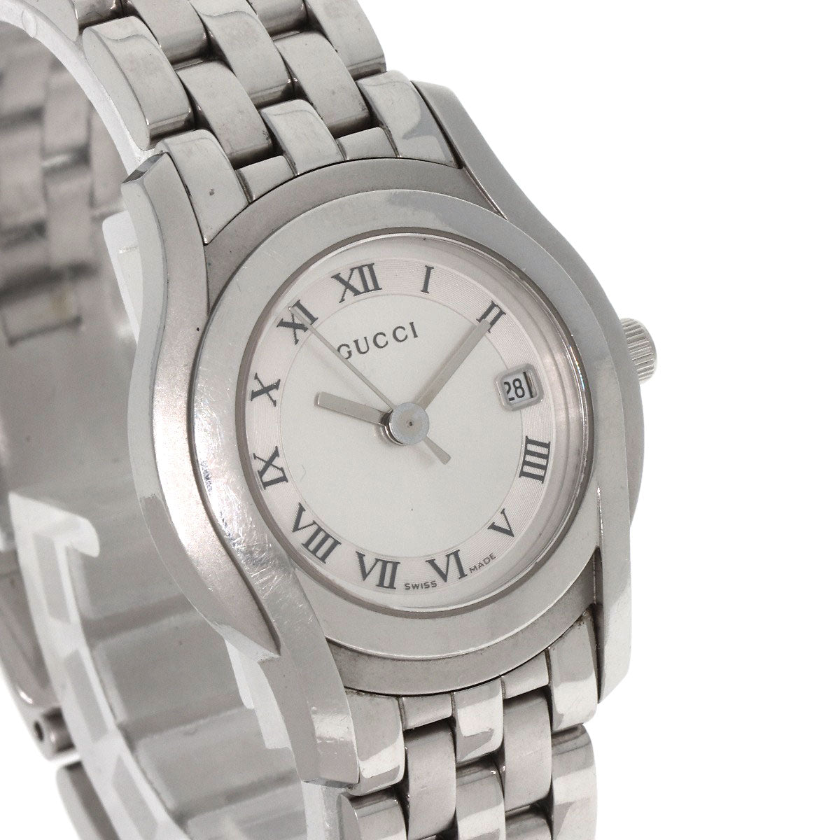 GUCCI グッチ 5500L ラウンドフェイス 腕時計 SS レディース 中古