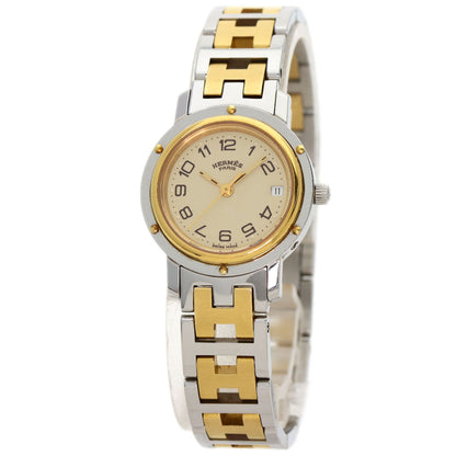 HERMES エルメス CL4.220 クリッパー 旧ベルト 腕時計 SS レディース 中古