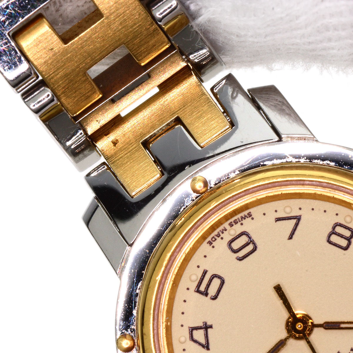 HERMES エルメス CL4.220 クリッパー 旧ベルト 腕時計 SS レディース 中古