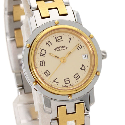 HERMES エルメス CL4.220 クリッパー 旧ベルト 腕時計 SS レディース 中古