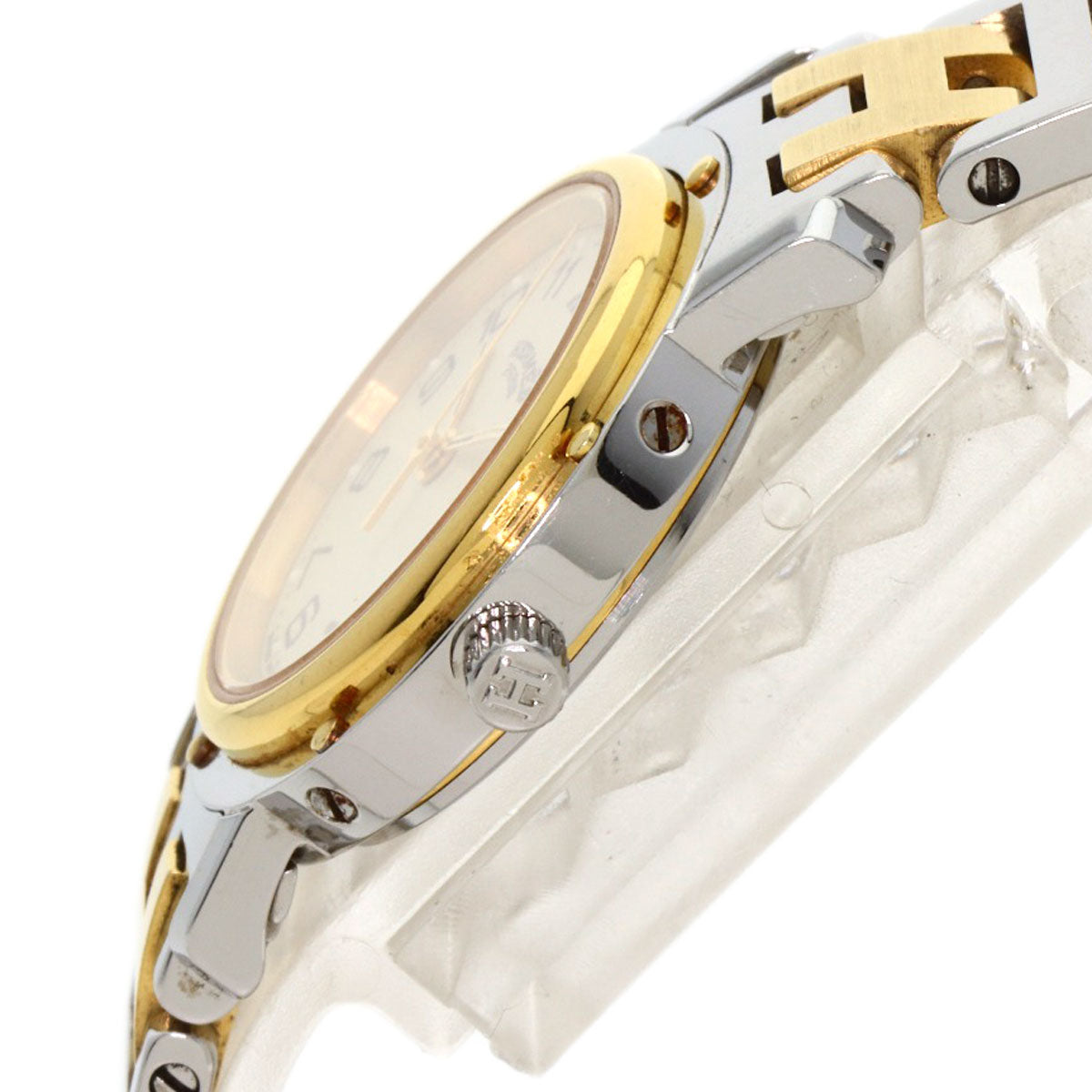 HERMES エルメス CL4.220 クリッパー 旧ベルト 腕時計 SS レディース 中古