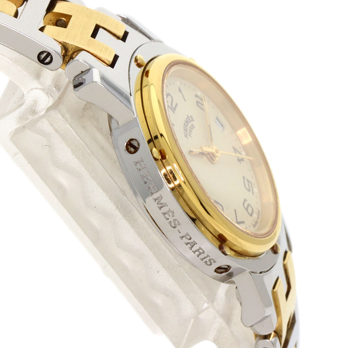 HERMES エルメス CL4.220 クリッパー 旧ベルト 腕時計 SS レディース 中古