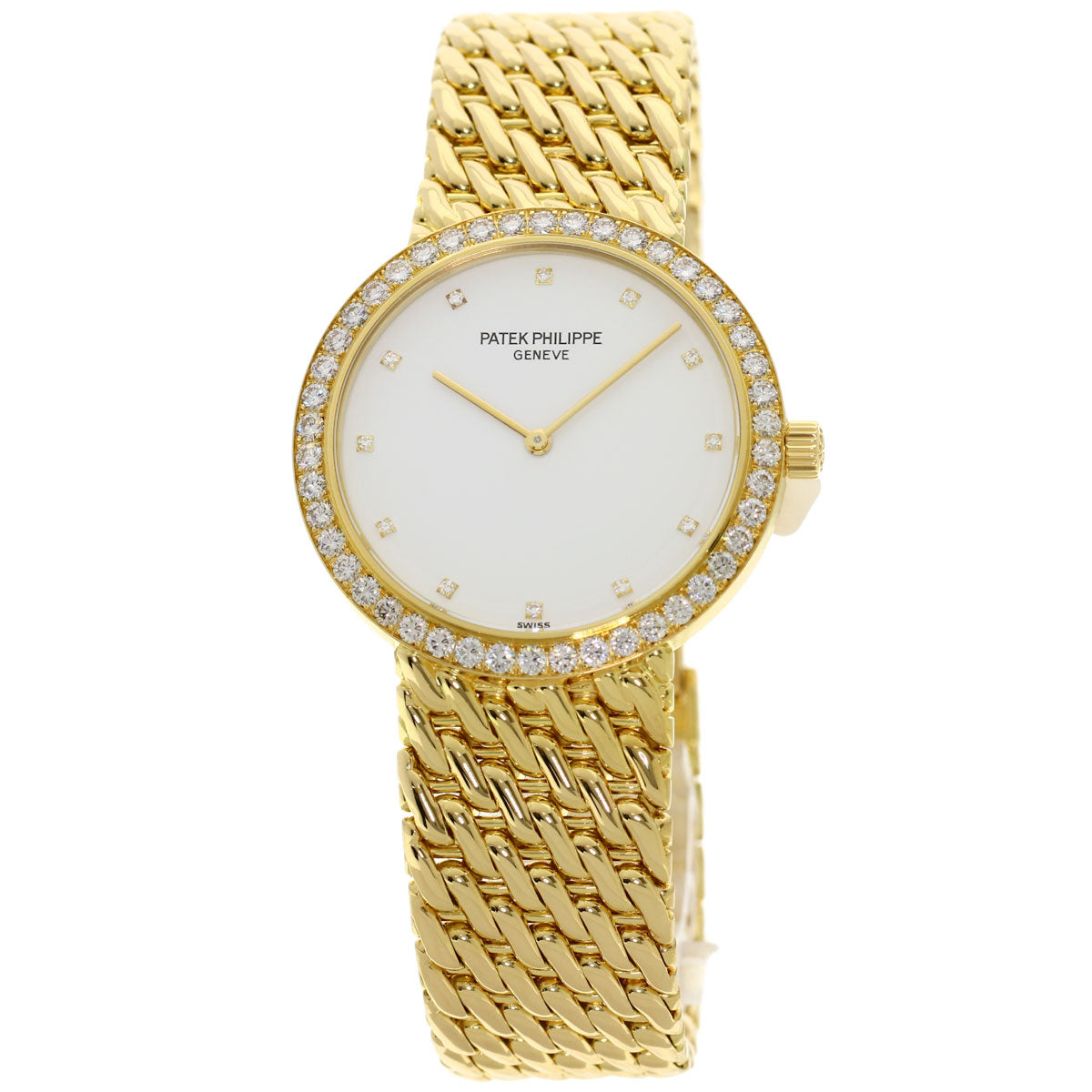 PATEK PHILIPPE パテックフィリップ 5006/17J-001 カラトラバ ベゼル 12P ダイヤモンド 腕時計 K18YG メンズ 中古