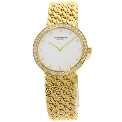 PATEK PHILIPPE パテックフィリップ 5006/17J-001 カラトラバ ベゼル 12P ダイヤモンド 腕時計 K18YG メンズ 中古