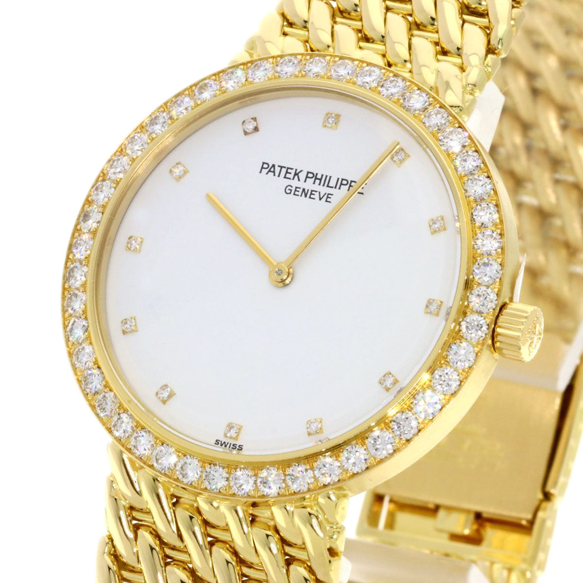 PATEK PHILIPPE パテックフィリップ 5006/17J-001 カラトラバ ベゼル 12P ダイヤモンド 腕時計 K18YG メンズ 中古