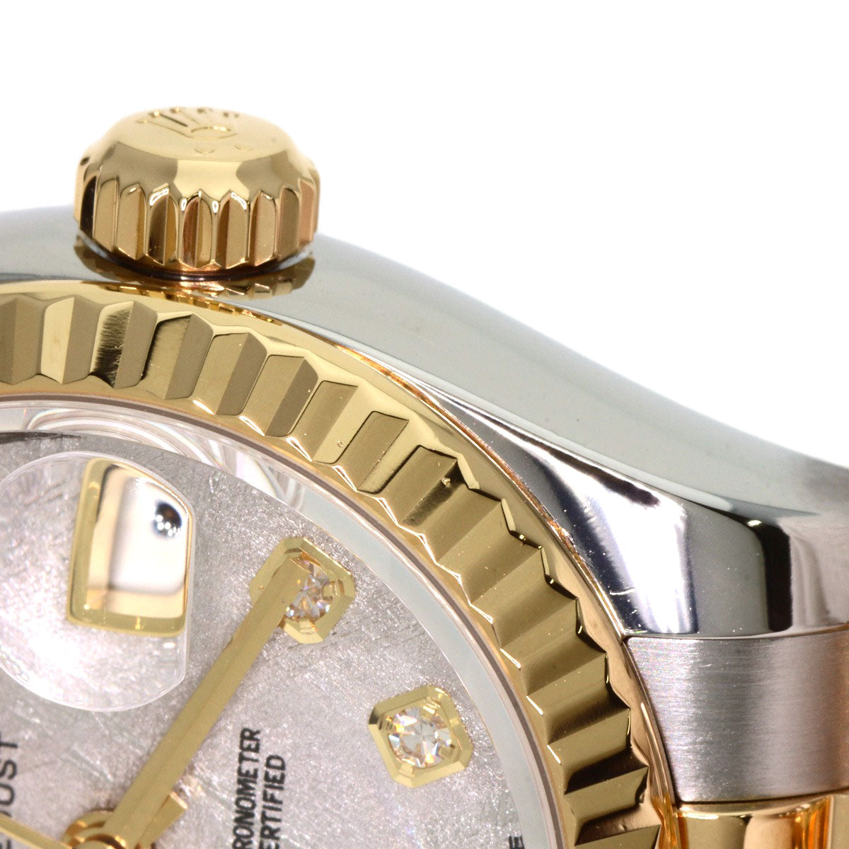ROLEX ロレックス 179173G デイトジャスト 10P ダイヤモンド メテオライト 腕時計 SS レディース 中古