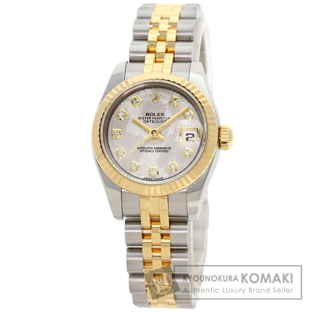 ROLEX ロレックス 179173G デイトジャスト 10P ダイヤモンド メテオライト 腕時計 SS レディース 中古