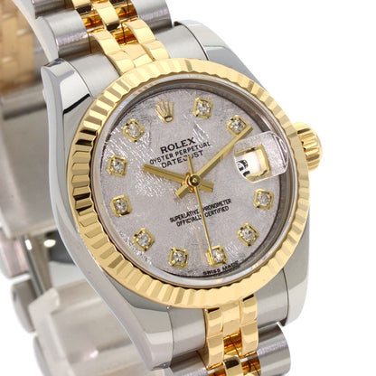 ROLEX ロレックス 179173G デイトジャスト 10P ダイヤモンド メテオライト 腕時計 SS レディース 中古