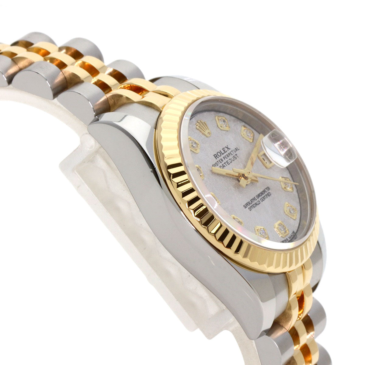 ROLEX ロレックス 179173G デイトジャスト 10P ダイヤモンド メテオライト 腕時計 SS レディース 中古