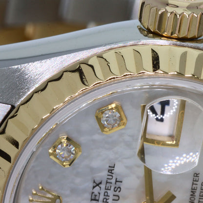 ROLEX ロレックス 79173NG デイトジャスト 10P ダイヤモンド 腕時計 SS レディース 中古