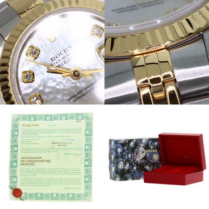 ROLEX ロレックス 79173NG デイトジャスト 10P ダイヤモンド 腕時計 SS レディース 中古