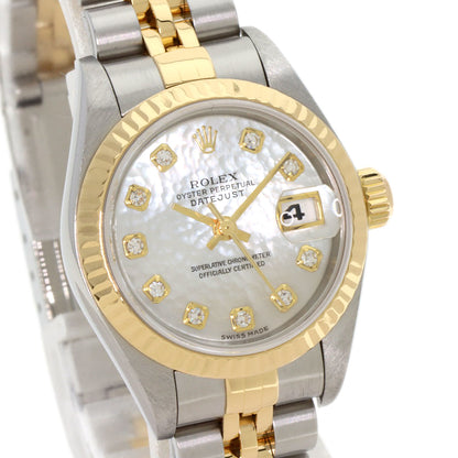 ROLEX ロレックス 79173NG デイトジャスト 10P ダイヤモンド 腕時計 SS レディース 中古