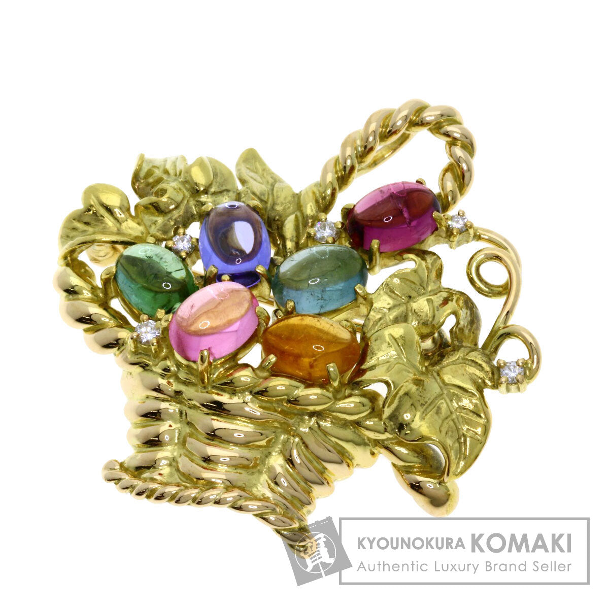 TASAKI タサキ マルチカラーストーン ダイヤモンド ブローチ K18YG レディース 中古