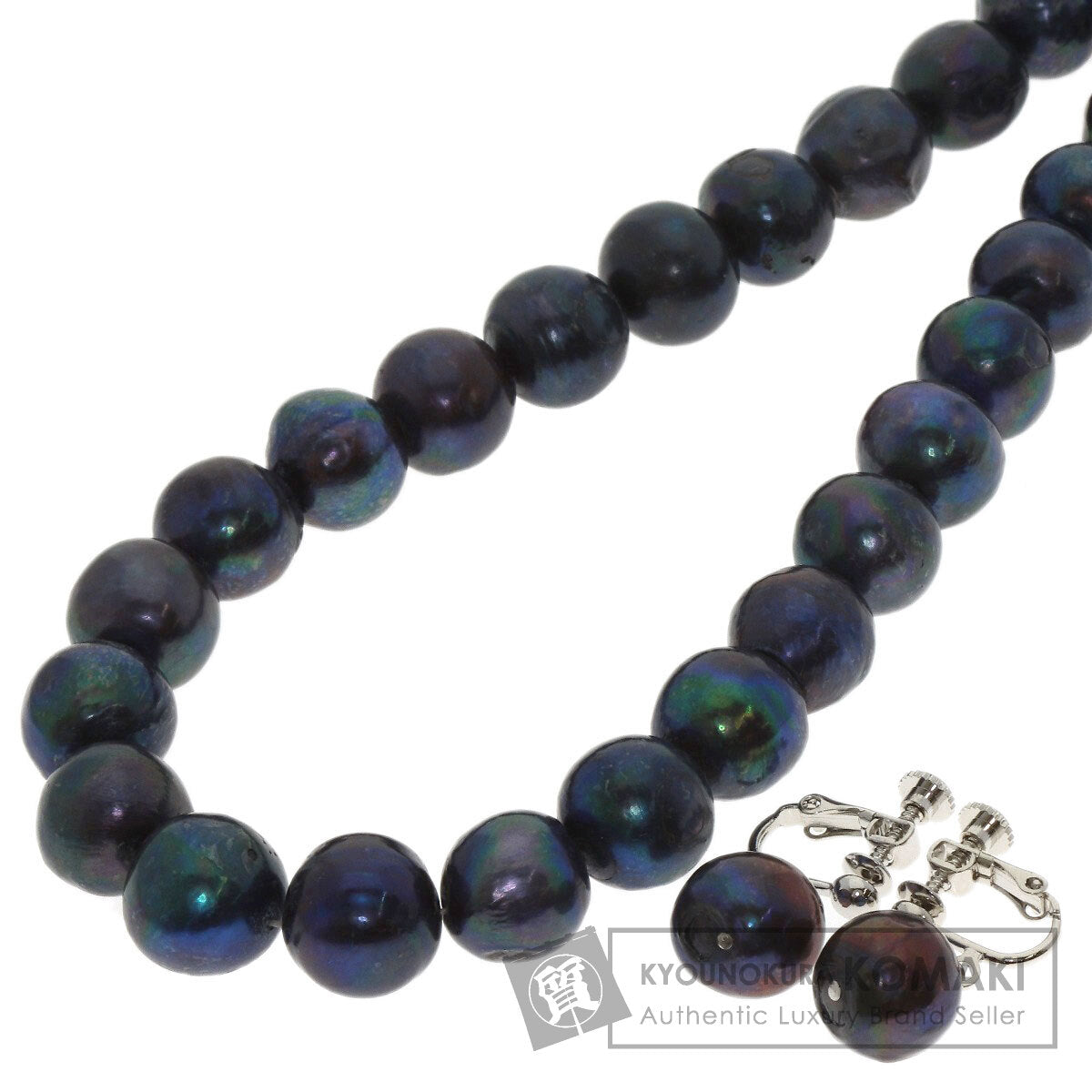 SELECT JEWELRY セレクトジュエリー パール 真珠 イヤリング 2点セット 染め ネックレス SV レディース 中古