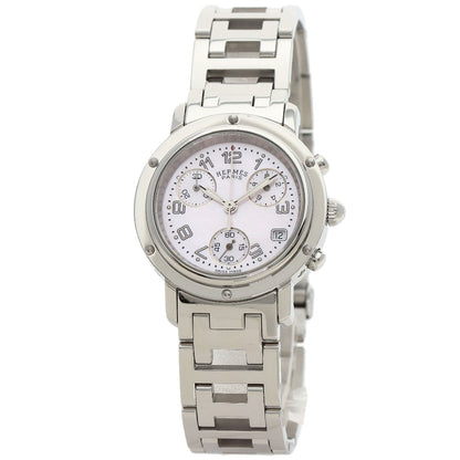 HERMES エルメス CL1.310 クリッパー クロノグラフ 腕時計 SS レディース 中古