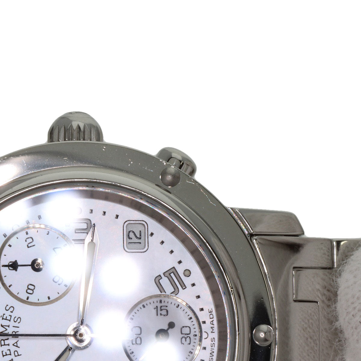 HERMES エルメス CL1.310 クリッパー クロノグラフ 腕時計 SS レディース 中古