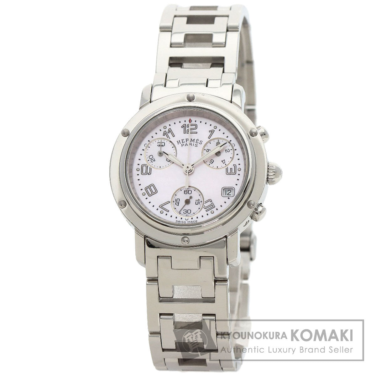 HERMES エルメス CL1.310 クリッパー クロノグラフ 腕時計 SS レディース 中古