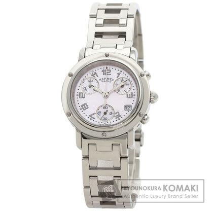 HERMES エルメス CL1.310 クリッパー クロノグラフ 腕時計 SS レディース 中古
