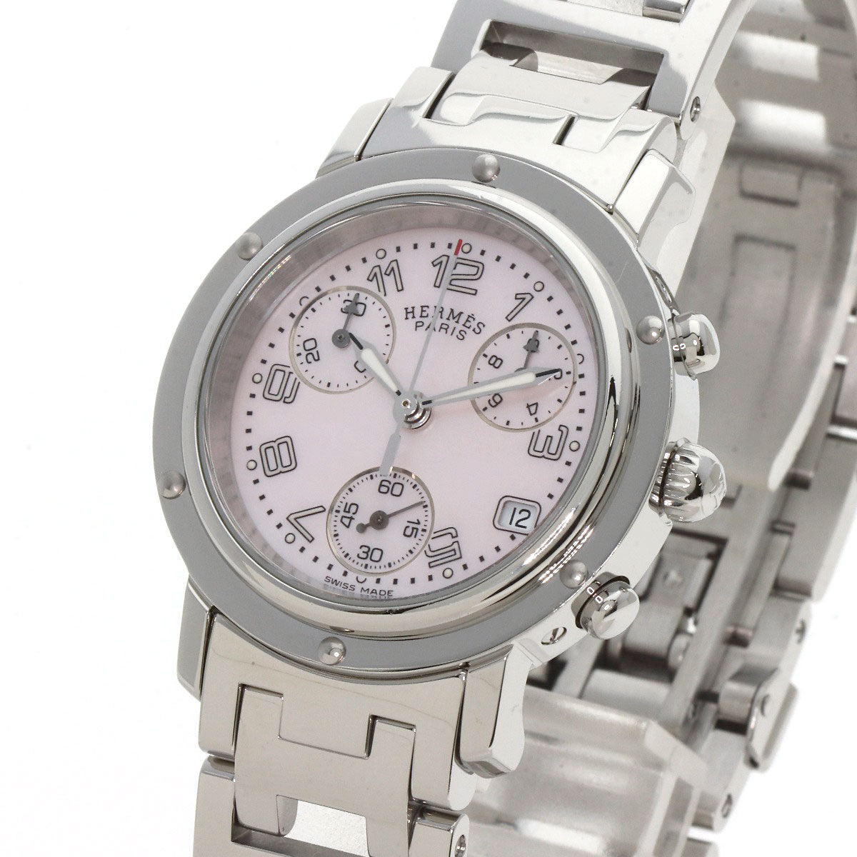 HERMES エルメス CL1.310 クリッパー クロノグラフ 腕時計 SS レディース 中古