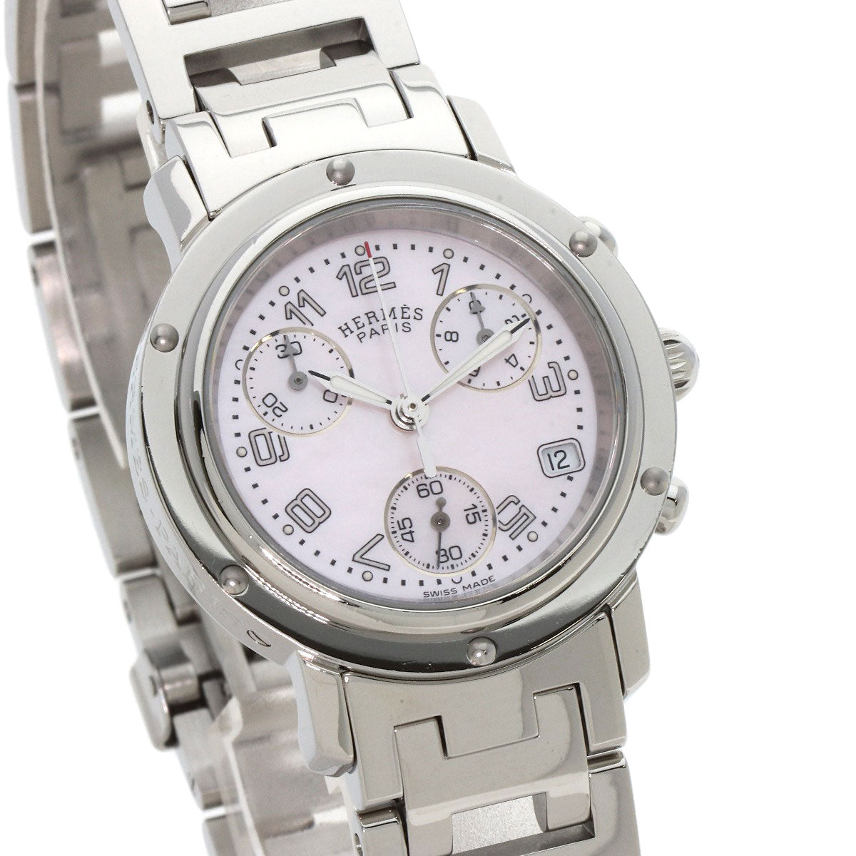 HERMES エルメス CL1.310 クリッパー クロノグラフ 腕時計 SS レディース 中古