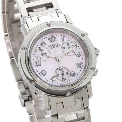 HERMES エルメス CL1.310 クリッパー クロノグラフ 腕時計 SS レディース 中古