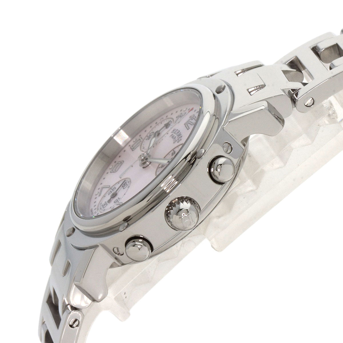 HERMES エルメス CL1.310 クリッパー クロノグラフ 腕時計 SS レディース 中古