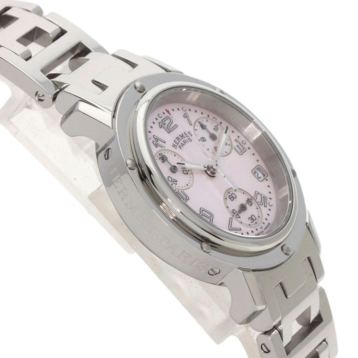HERMES エルメス CL1.310 クリッパー クロノグラフ 腕時計 SS レディース 中古