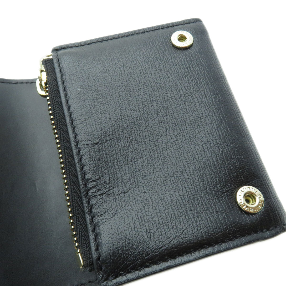 BVLGARI ブルガリ ロゴ ビーゼロワンモチーフ 三つ折り 二つ折り財布（小銭入れあり） カーフ レディース 中古