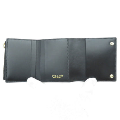 BVLGARI ブルガリ ロゴ ビーゼロワンモチーフ 三つ折り 二つ折り財布（小銭入れあり） カーフ レディース 中古