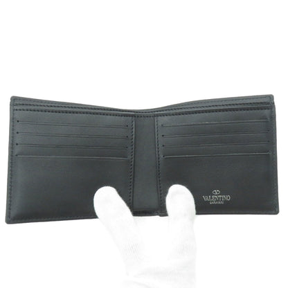 VALENTINO GARAVANI ヴァレンチノガラバーニ 刺繍モチーフ 二つ折り財布（小銭入れなし） ナイロン メンズ 中古