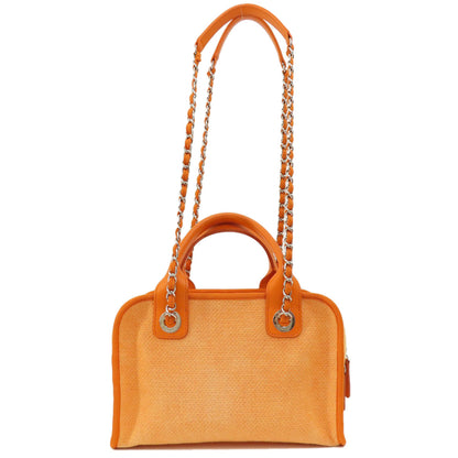 CHANEL シャネル ドーヴィル ボーリングバッグ シルバー金具 2WAY ショルダーバッグ キャンバス レディース 中古