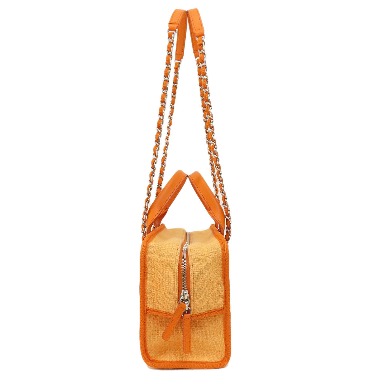CHANEL シャネル ドーヴィル ボーリングバッグ シルバー金具 2WAY ショルダーバッグ キャンバス レディース 中古