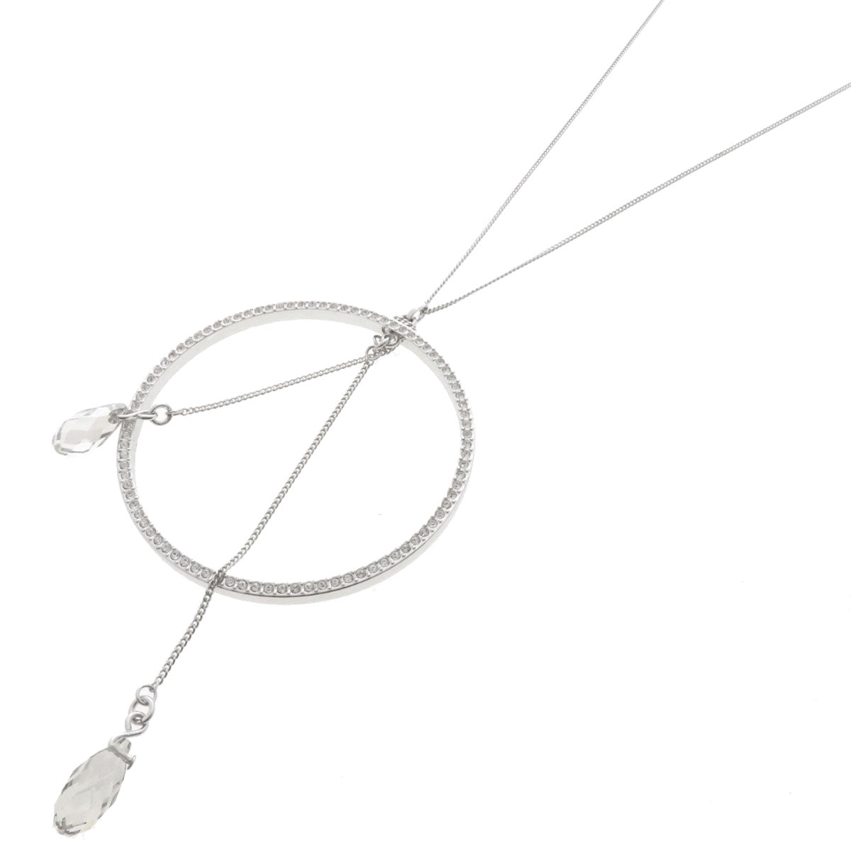 SWAROVSKI スワロフスキー サークルモチーフ ネックレス 金属製 レディース 中古