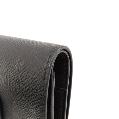 HERMES エルメス ベアンコンパクト 黒 ブラック シルバー金具 二つ折り財布（小銭入れあり） エプソン レディース 中古