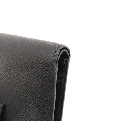 HERMES エルメス ベアンコンパクト 黒 ブラック シルバー金具 二つ折り財布（小銭入れあり） エプソン レディース 中古