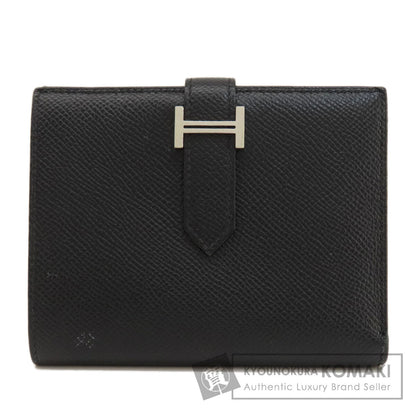 HERMES エルメス ベアンコンパクト 黒 ブラック シルバー金具 二つ折り財布（小銭入れあり） エプソン レディース 中古
