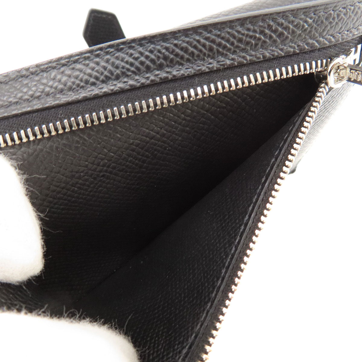 HERMES エルメス ベアンコンパクト 黒 ブラック シルバー金具 二つ折り財布（小銭入れあり） エプソン レディース 中古