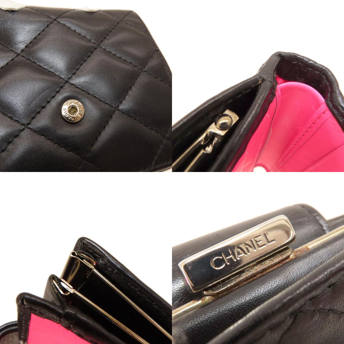 CHANEL シャネル カンボンライン シルバー金具 二つ折り財布（小銭入れあり） カーフ レディース 中古