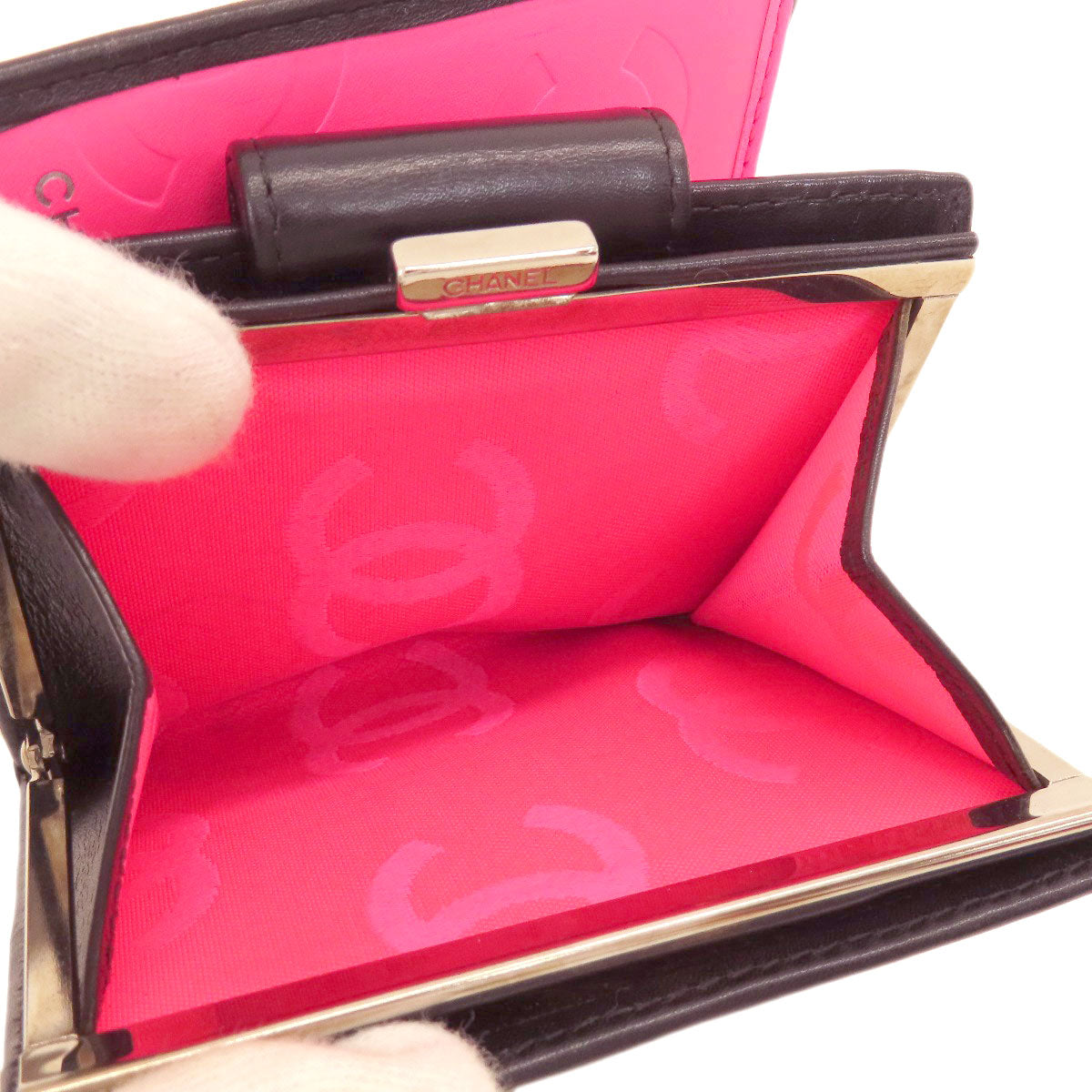 CHANEL シャネル カンボンライン シルバー金具 二つ折り財布（小銭入れあり） カーフ レディース 中古