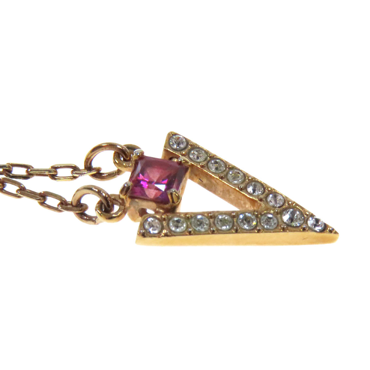 SWAROVSKI スワロフスキー Vモチーフ ラインストーン ネックレス 金属製 レディース 中古