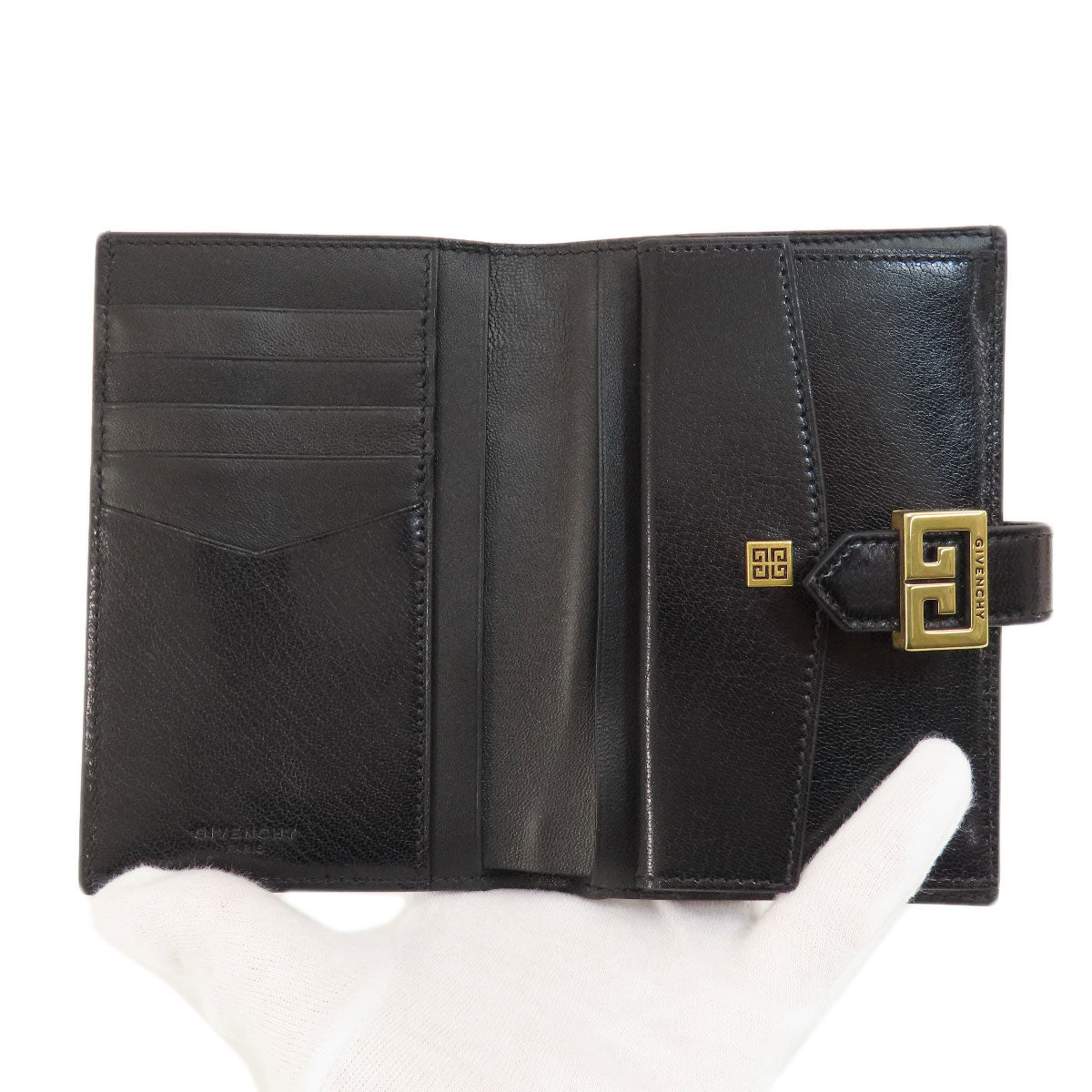 GIVENCHY ジバンシー ロゴ 二つ折り財布（小銭入れあり） レザー レディース 中古