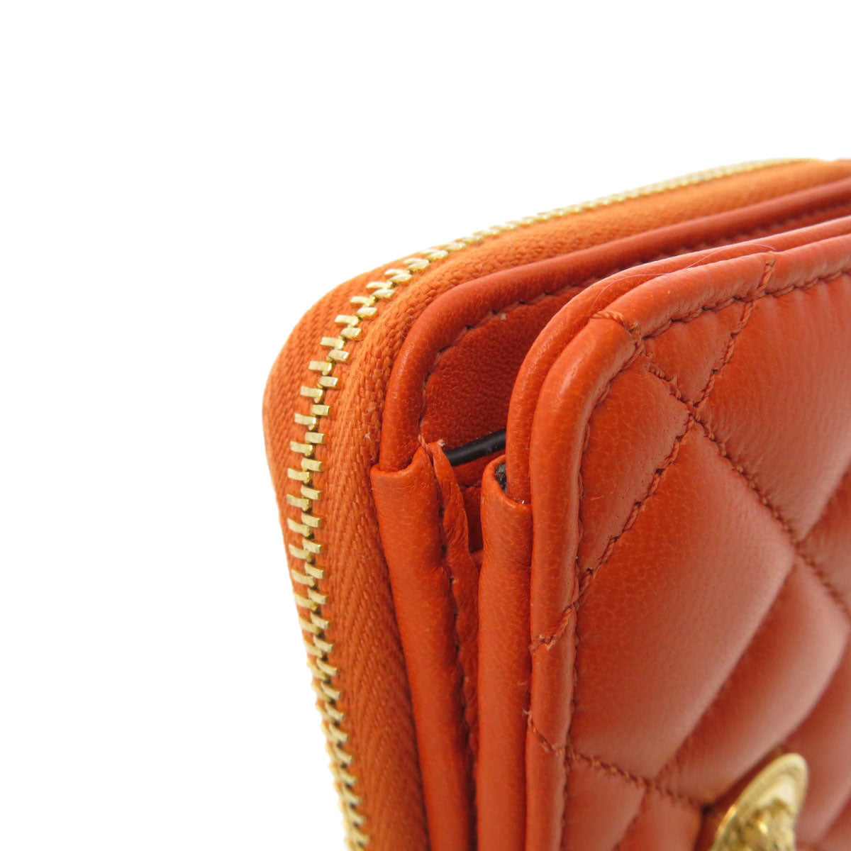 VERSACE ヴェルサーチ ロゴ金具 二つ折り財布（小銭入れあり） カーフ レディース 中古