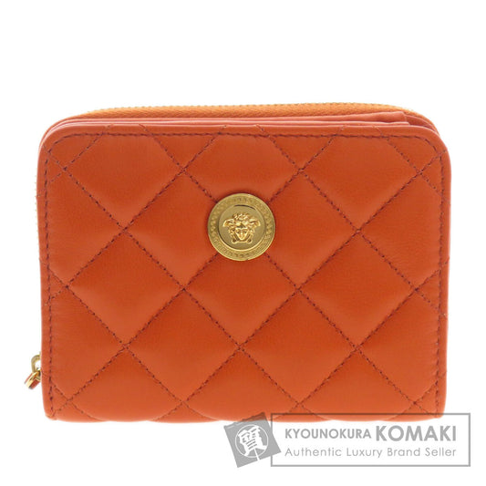VERSACE ヴェルサーチ ロゴ金具 二つ折り財布（小銭入れあり） カーフ レディース 中古